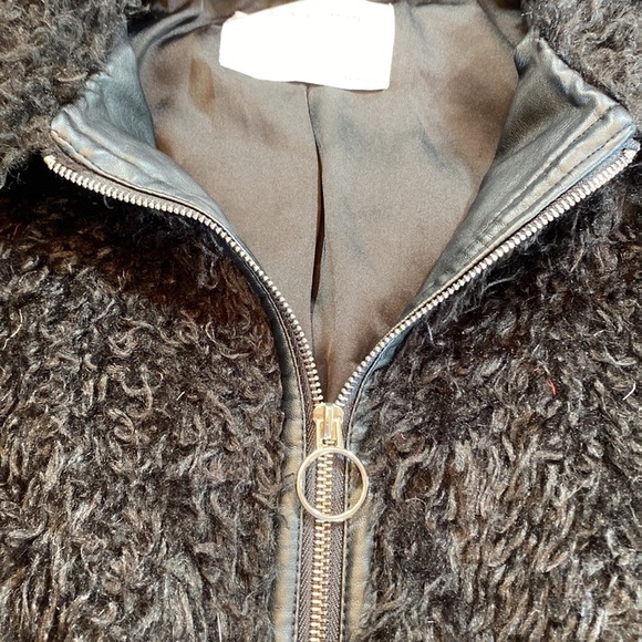 Zara Cropped Full Zip Fuzzy Black Jacket sz XS - Picture 5 of 11